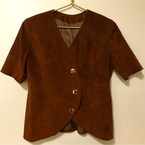 90s Short Sleeve Faux Suede Jacket